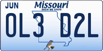 MO license plate OL3D2L