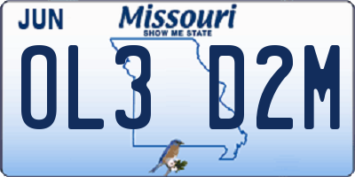 MO license plate OL3D2M