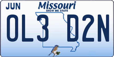 MO license plate OL3D2N