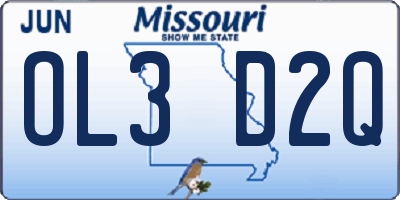 MO license plate OL3D2Q