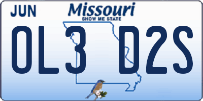 MO license plate OL3D2S
