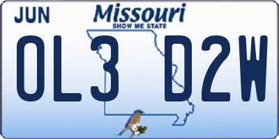 MO license plate OL3D2W
