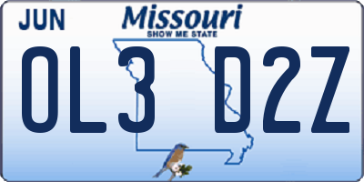 MO license plate OL3D2Z