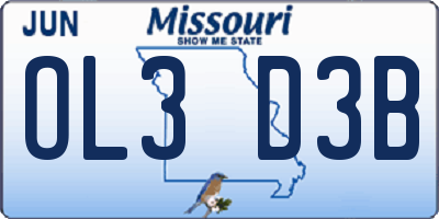 MO license plate OL3D3B