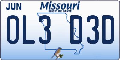 MO license plate OL3D3D