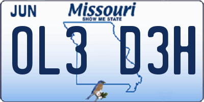 MO license plate OL3D3H