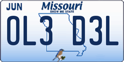MO license plate OL3D3L