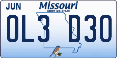 MO license plate OL3D3O