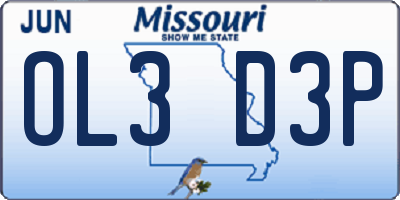 MO license plate OL3D3P