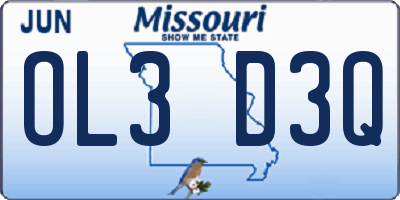 MO license plate OL3D3Q