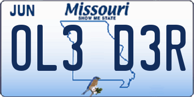 MO license plate OL3D3R