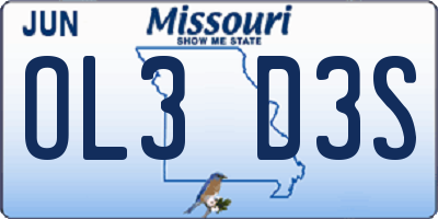 MO license plate OL3D3S