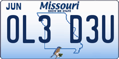 MO license plate OL3D3U