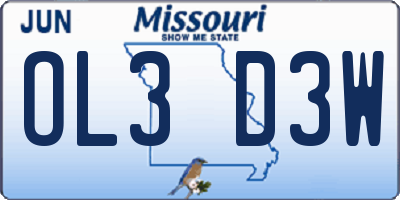 MO license plate OL3D3W
