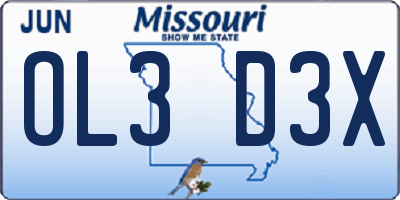 MO license plate OL3D3X