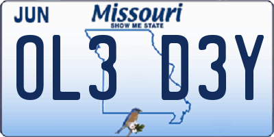 MO license plate OL3D3Y