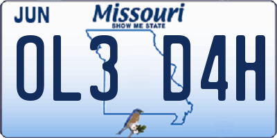 MO license plate OL3D4H