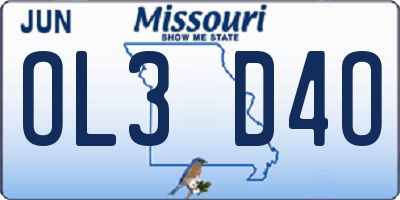 MO license plate OL3D4O