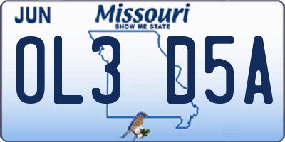 MO license plate OL3D5A