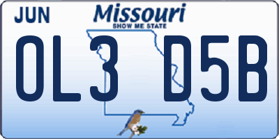 MO license plate OL3D5B