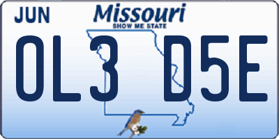 MO license plate OL3D5E