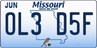 MO license plate OL3D5F