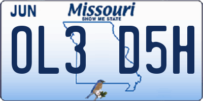 MO license plate OL3D5H
