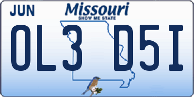 MO license plate OL3D5I
