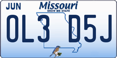 MO license plate OL3D5J