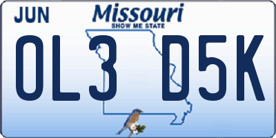 MO license plate OL3D5K