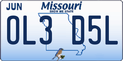 MO license plate OL3D5L