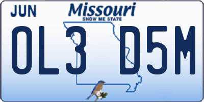 MO license plate OL3D5M
