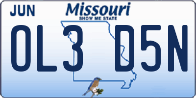 MO license plate OL3D5N