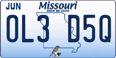 MO license plate OL3D5Q