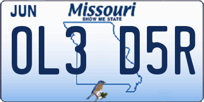 MO license plate OL3D5R