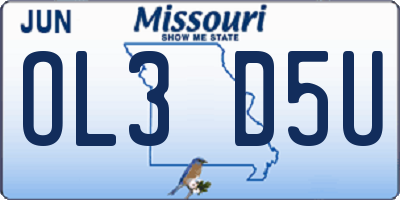 MO license plate OL3D5U