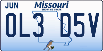 MO license plate OL3D5V