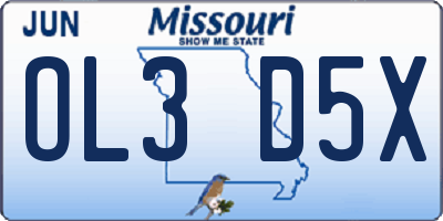 MO license plate OL3D5X