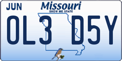MO license plate OL3D5Y