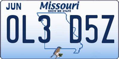 MO license plate OL3D5Z