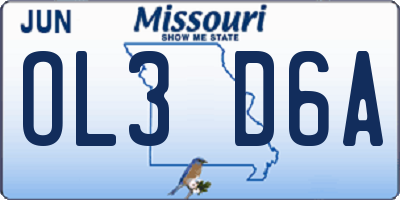 MO license plate OL3D6A