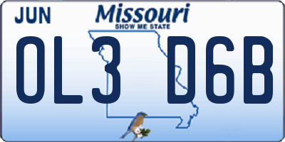 MO license plate OL3D6B