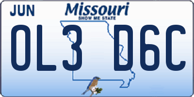 MO license plate OL3D6C