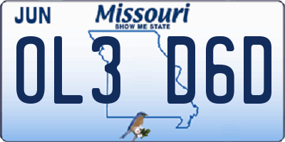 MO license plate OL3D6D