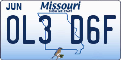 MO license plate OL3D6F