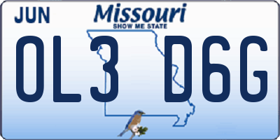 MO license plate OL3D6G