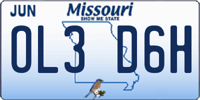 MO license plate OL3D6H