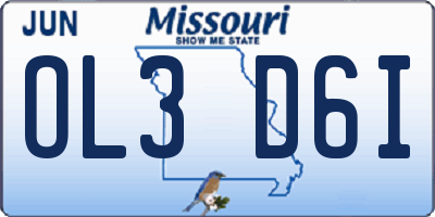 MO license plate OL3D6I