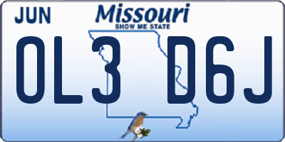 MO license plate OL3D6J