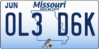 MO license plate OL3D6K